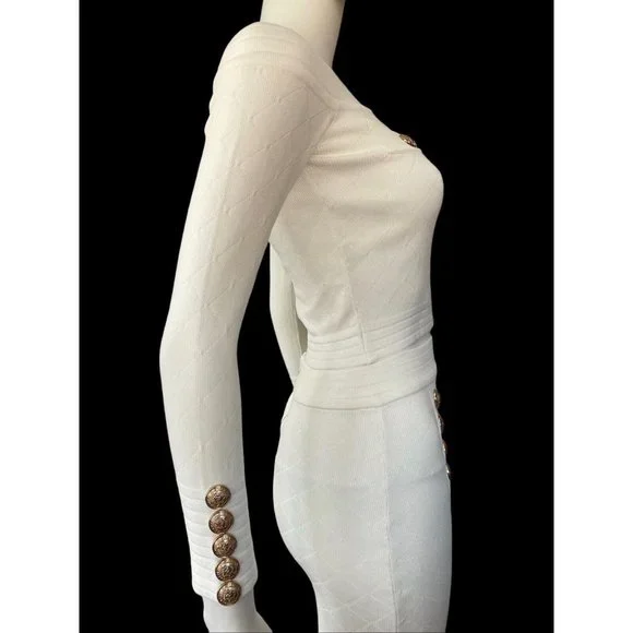 Two-Piece Set Jacket Zip + Mini Skirt White S - Picture 4 of 11